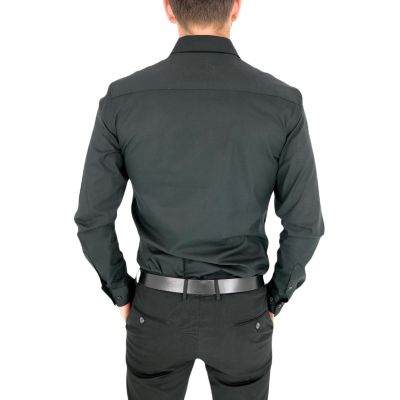 GIOVANNI PERA Koszula męska GP340 elastyczna czarna, czaszka złoto-czarna | Sklep GriShop.eu | Koszule