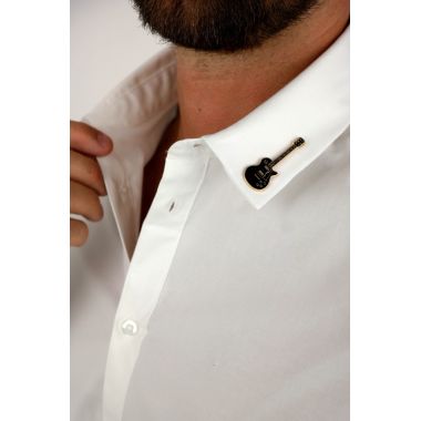 GIOVANNI PERA Koszula męska GP342 elastyczna biała, gitara czarno-złota | Sklep GriShop.eu | Koszule 2