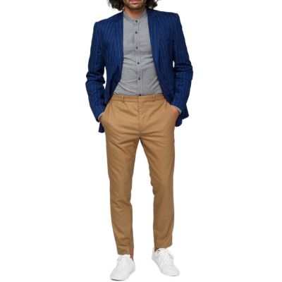 OPPOSUITS Marynarka męska model Captain, niebieska w paski z haftowanymi wzorami | Sklep GriShop.eu | Marynarki