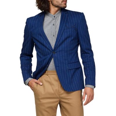 OPPOSUITS Marynarka męska model Captain, niebieska w paski z haftowanymi wzorami | Sklep GriShop.eu | Marynarki