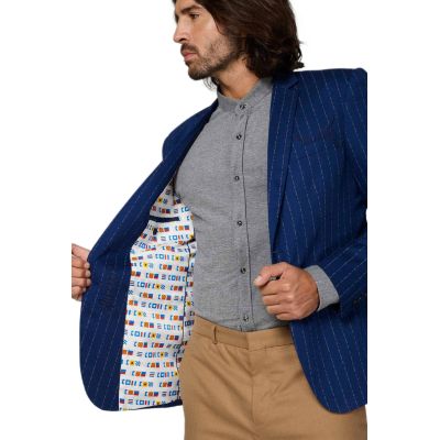 OPPOSUITS Marynarka męska model Captain, niebieska w paski z haftowanymi wzorami | Sklep GriShop.eu | Marynarki