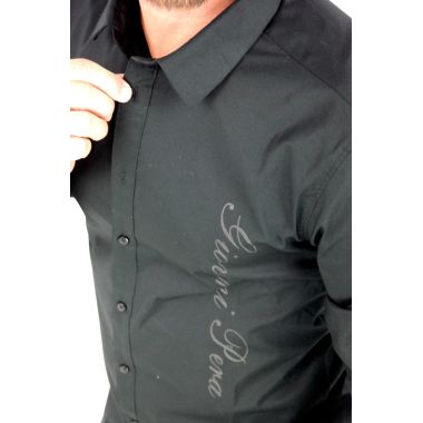 GIOVANNI PERA Koszula męska GP346 elastyczna czarna, efektowne logo | Sklep GriShop.eu | Koszule 2