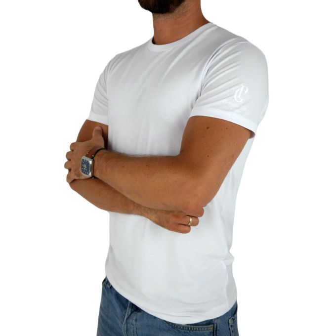 GIOVANNI PERA T-shirt męski biały TGP119 okrągły, elastan | Sklep GriShop.eu | Koszulki