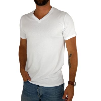 GIOVANNI PERA T-shirt męski biały TGP120 serek, elastan | Sklep GriShop.eu | Koszulki