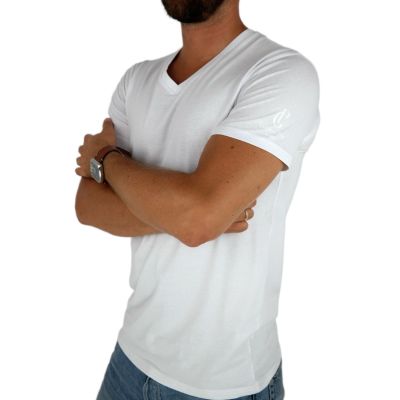 GIOVANNI PERA T-shirt męski biały TGP120 serek, elastan | Sklep GriShop.eu | Koszulki