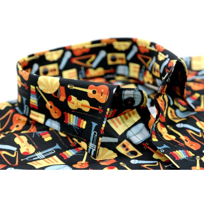 GIOVANNI PERA Koszula męska GP45 muzyczna kolorowa instrumenty blues jazz | Sklep GriShop.eu | Koszule