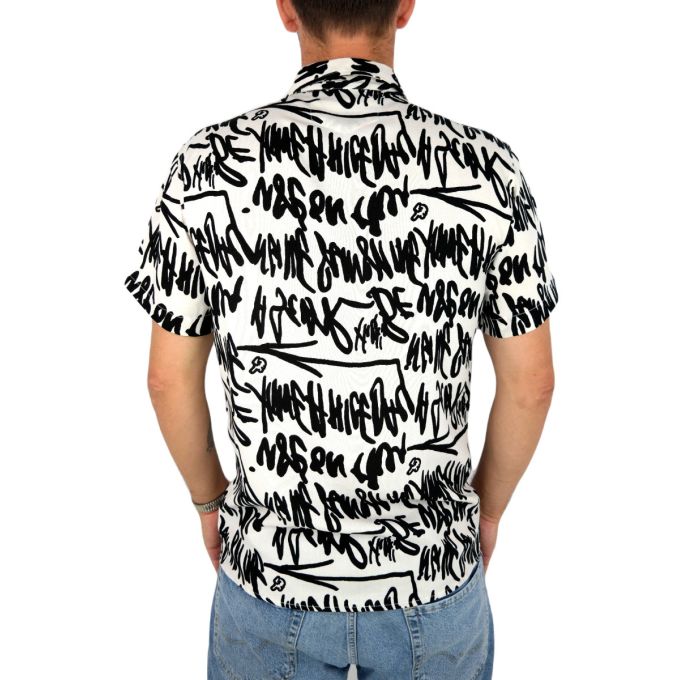 INVICTUS PARIS Koszula męska, krótki rękaw KI4 biała w czarne napisy | Sklep GriShop.eu | Koszule