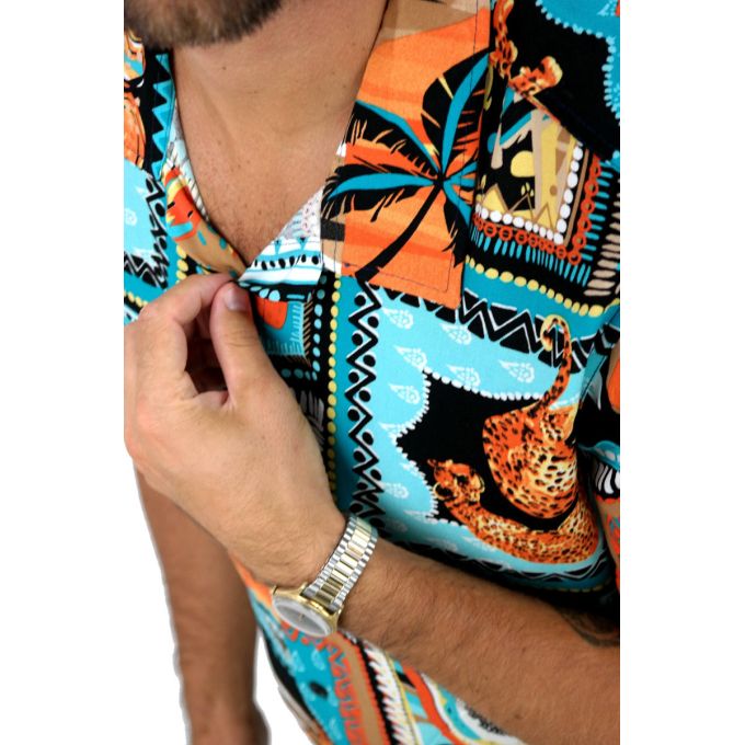 INVICTUS PARIS Koszula męska, krótki rękaw KI5 kolorowa, wesoła, palmy, owoce, gepardy | Sklep GriShop.eu | Koszule