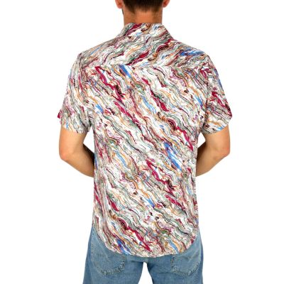 FRILIVIN Koszula męska, krótki rękaw KF19 kolorowa w maziaje | Sklep GriShop.eu | Koszule