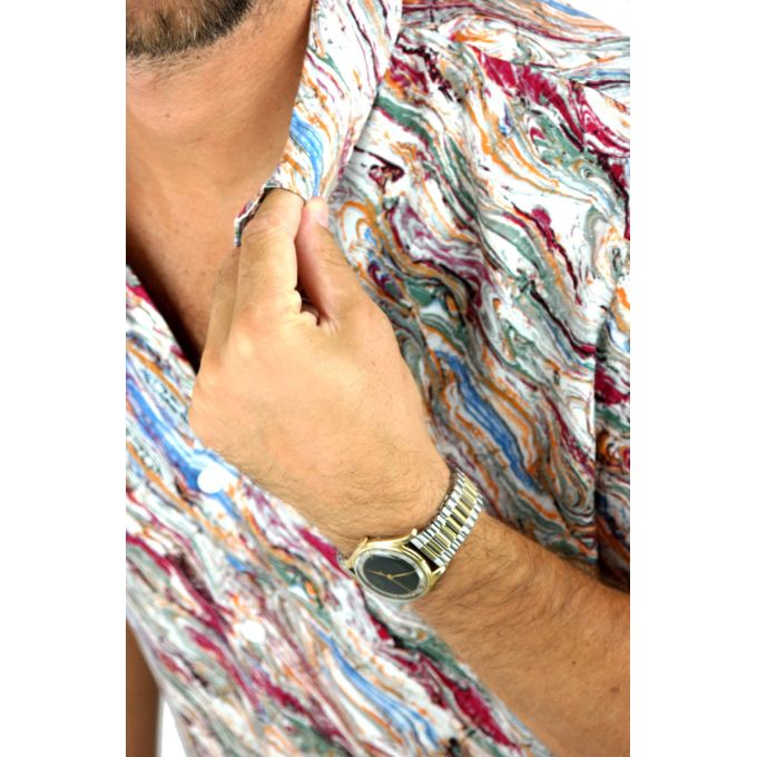 FRILIVIN Koszula męska, krótki rękaw KF19 kolorowa w maziaje | Sklep GriShop.eu | Koszule