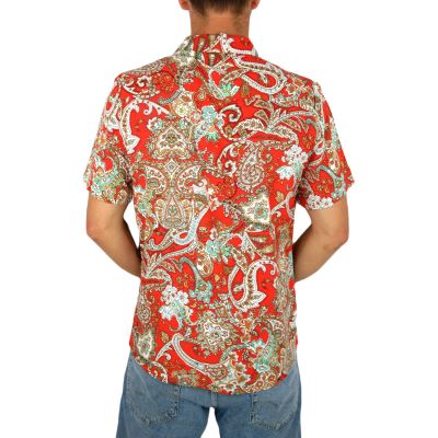 FRILIVIN Koszula męska, krótki rękaw KF22 kolorowa, pomarańczowa, paisley, kwiaty | Sklep GriShop.eu | Koszule
