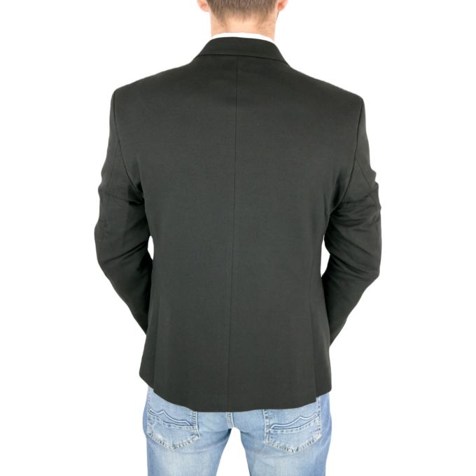 MACKTEN Marynarka męska czarna C2 elegancka, efektowna srebrna lamówka | Sklep GriShop.eu | Marynarki