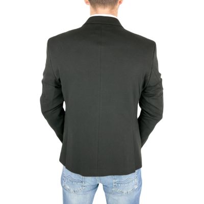 MACKTEN Marynarka męska czarna C2 elegancka, efektowna srebrna lamówka | Sklep GriShop.eu | Marynarki