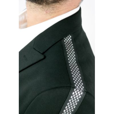 MACKTEN Marynarka męska czarna C2 elegancka, efektowna srebrna lamówka | Sklep GriShop.eu | Marynarki