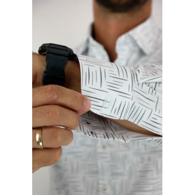 DANIEL BESSI Koszula męska fb798 biała, w szary wzór, kreski | Sklep GriShop.eu | Koszule