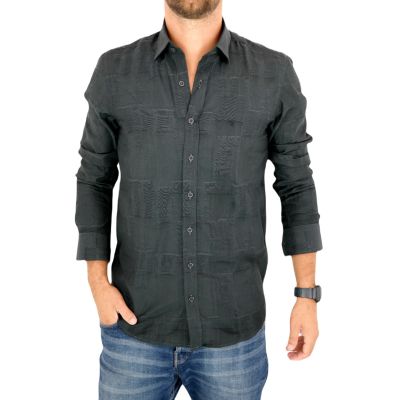 DANIEL BESSI Koszula męska fb023 grafitowa, tłoczony wzór | Sklep GriShop.eu | Koszule