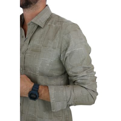 DANIEL BESSI Koszula męska fb021 beżowa, tłoczony wzór | Sklep GriShop.eu | Koszule