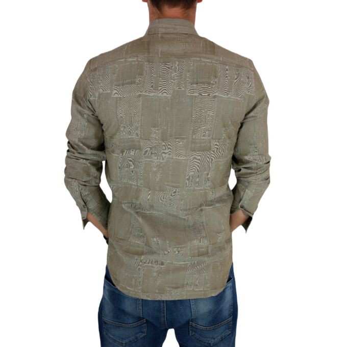 DANIEL BESSI Koszula męska fb021 beżowa, tłoczony wzór | Sklep GriShop.eu | Koszule