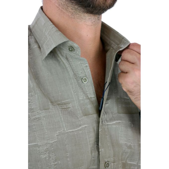 DANIEL BESSI Koszula męska fb021 beżowa, tłoczony wzór | Sklep GriShop.eu | Koszule