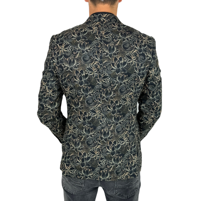 GIOVANNI PERA Marynarka męska D624 elegancka, Glamour, kwiaty, paisley, złota, czarna, imprezowa | Sklep GriShop.eu | Marynarki