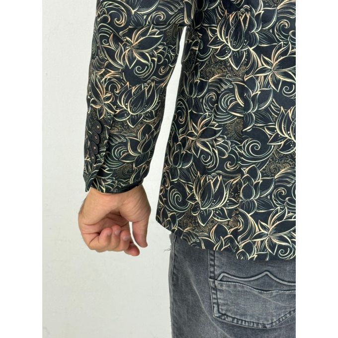 GIOVANNI PERA Marynarka męska D624 elegancka, Glamour, kwiaty, paisley, złota, czarna, imprezowa | Sklep GriShop.eu | Marynarki