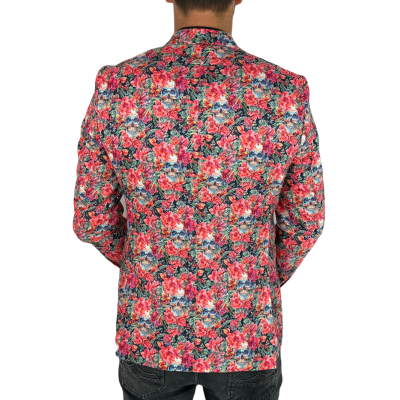 GIOVANNI PERA Marynarka męska D626 kolorowa w kwiaty, czachy, liście, czerwona | Sklep GriShop.eu | Marynarki