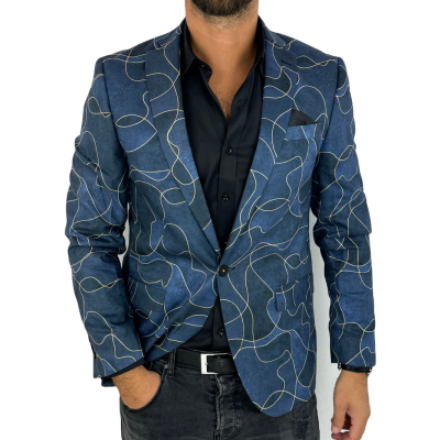 GIOVANNI PERA Marynarka męska D632 granatowa, słoje, niebieska, elegancka, imprezowa | Sklep GriShop.eu | Marynarki