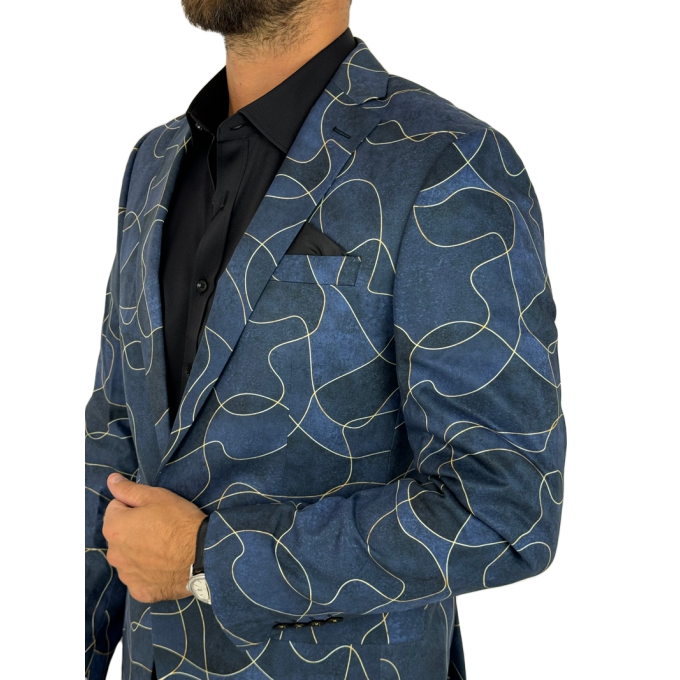 GIOVANNI PERA Marynarka męska D632 granatowa, słoje, niebieska, elegancka, imprezowa | Sklep GriShop.eu | Marynarki