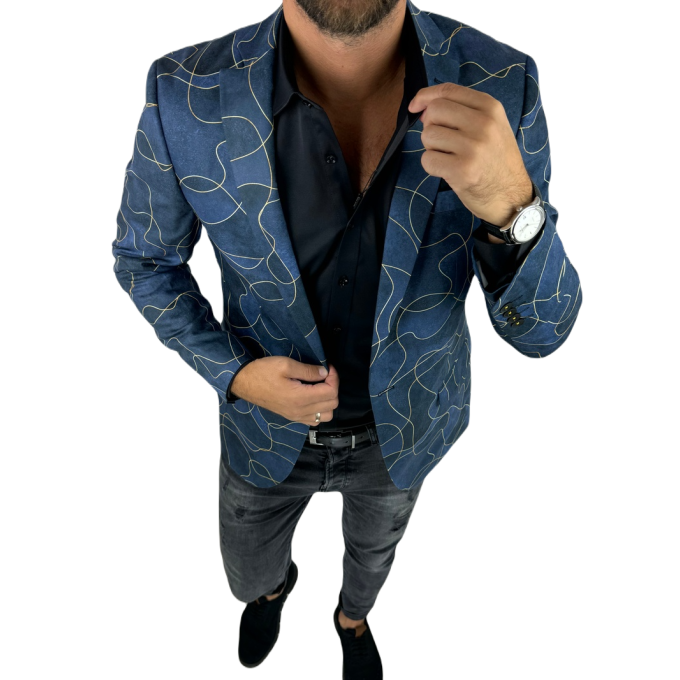 GIOVANNI PERA Marynarka męska D632 granatowa, słoje, niebieska, elegancka, imprezowa | Sklep GriShop.eu | Marynarki