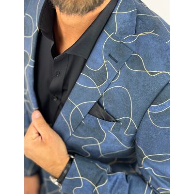 GIOVANNI PERA Marynarka męska D632 granatowa, słoje, niebieska, elegancka, imprezowa | Sklep GriShop.eu | Marynarki