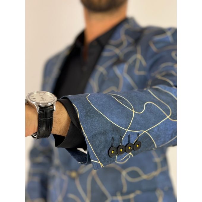 GIOVANNI PERA Marynarka męska D632 granatowa, słoje, niebieska, elegancka, imprezowa | Sklep GriShop.eu | Marynarki