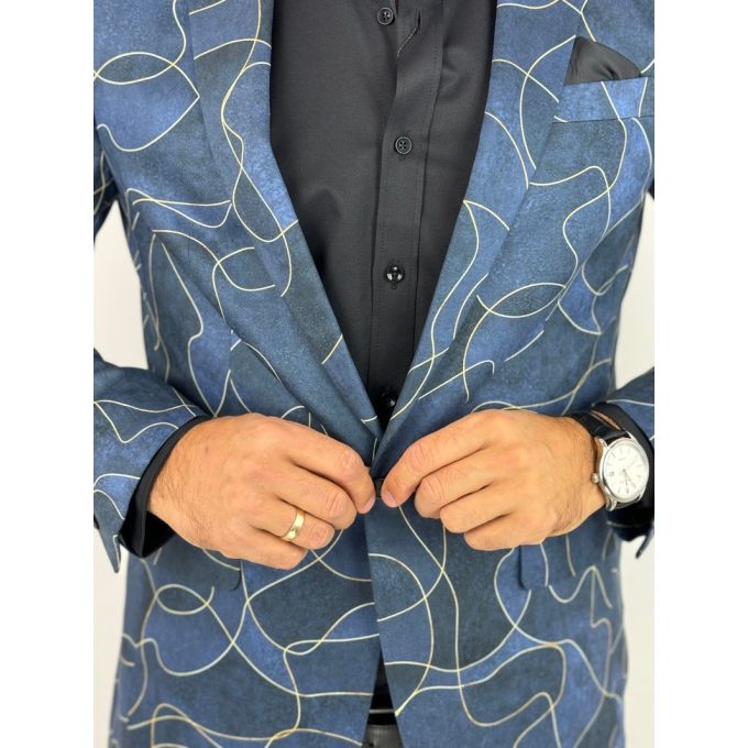 GIOVANNI PERA Marynarka męska D632 granatowa, słoje, niebieska, elegancka, imprezowa | Sklep GriShop.eu | Marynarki