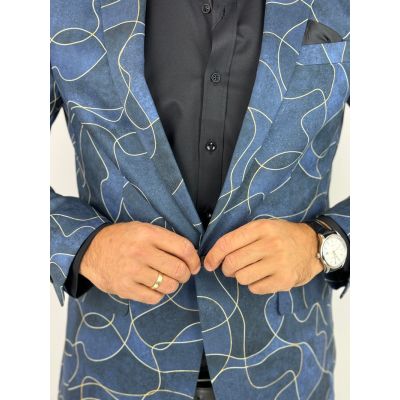 GIOVANNI PERA Marynarka męska D632 granatowa, słoje, niebieska, elegancka, imprezowa | Sklep GriShop.eu | Marynarki