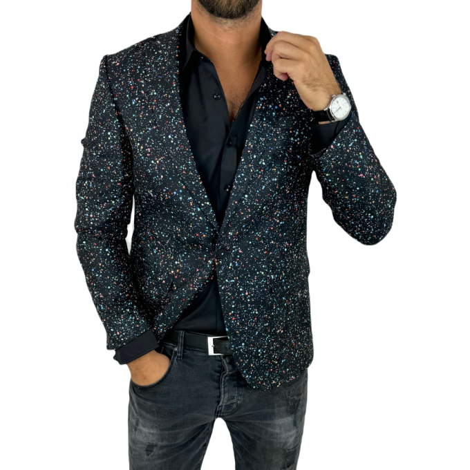 GIOVANNI PERA Marynarka męska D629 kropki, konfetti, kolorowa podszewka, wesoła | Sklep GriShop.eu | Marynarki