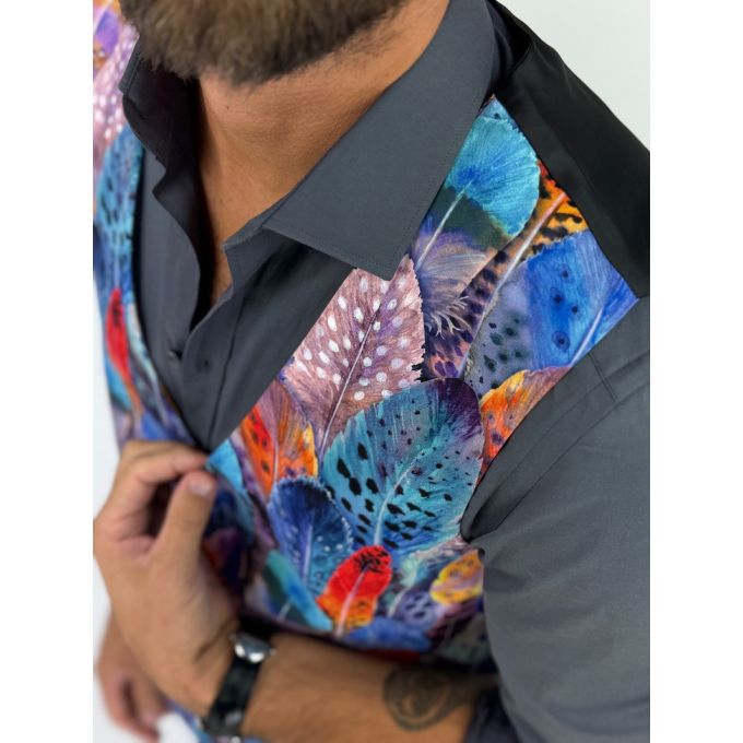 GIOVANNI PERA kamizelka męska D630 kolorowa w pióra, wesoła, ptak, bezrękawnik | Sklep GriShop.eu | Kamizelki