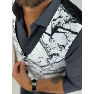 GIOVANNI PERA kamizelka męska D625 biała, czarny marmur, elegancka, bezrękawnik | Sklep GriShop.eu | Kamizelki