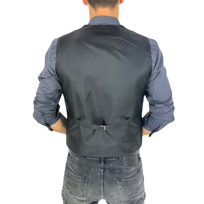 GIOVANNI PERA kamizelka męska D628 niebieska w napisy, efekt jeansu, bezrękawnik | Sklep GriShop.eu | Kamizelki