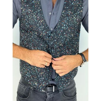 GIOVANNI PERA kamizelka męska D629 kropki, konfetti, kolorowa podszewka, bezrękawnik | Sklep GriShop.eu | Kamizelki