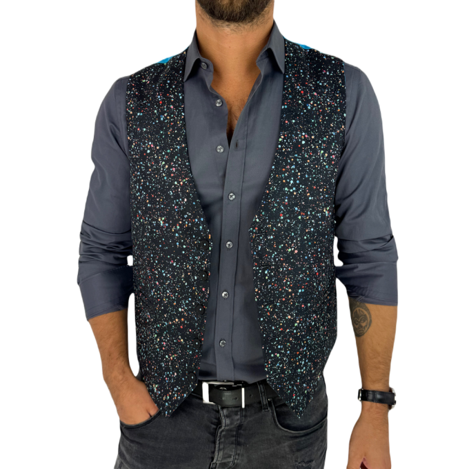 GIOVANNI PERA kamizelka męska D629 kropki, konfetti, kolorowa podszewka, bezrękawnik | Sklep GriShop.eu | Kamizelki