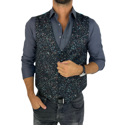 GIOVANNI PERA kamizelka męska D629 kropki, konfetti, kolorowa podszewka, bezrękawnik | Sklep GriShop.eu | Kamizelki