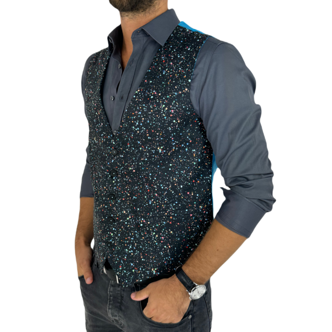 GIOVANNI PERA kamizelka męska D629 kropki, konfetti, kolorowa podszewka, bezrękawnik | Sklep GriShop.eu | Kamizelki