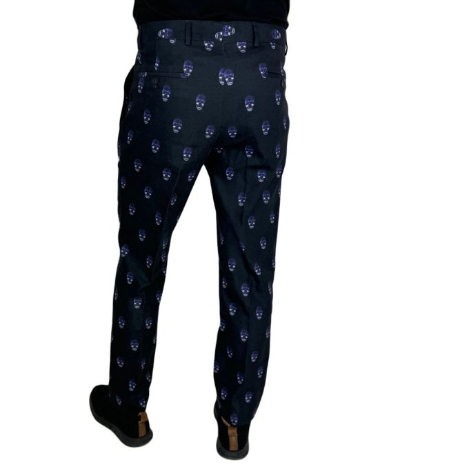 GIOVANNI PERA Spodnie męskie chinosy D631 czarne w kolorowe chachy, czaszki | Sklep GriShop.eu | Spodnie