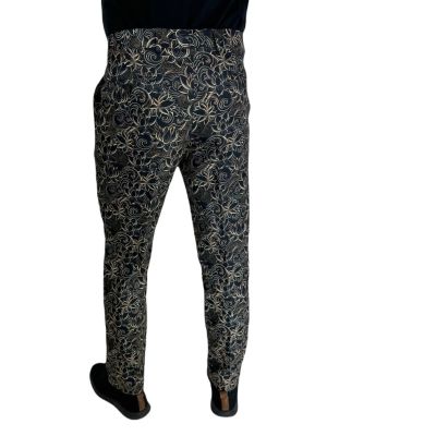 GIOVANNI PERA Spodnie męskie chinosy D624 elegancie, glamour, kwiaty, paisley, złote, czarne | Sklep GriShop.eu | Spodnie