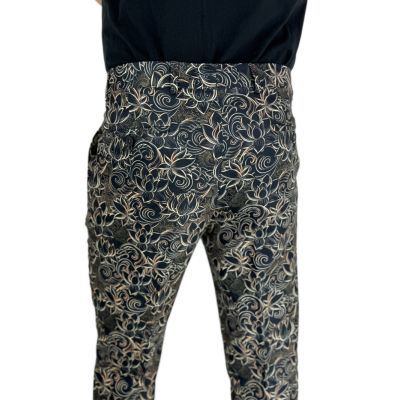 GIOVANNI PERA Spodnie męskie chinosy D624 elegancie, glamour, kwiaty, paisley, złote, czarne | Sklep GriShop.eu | Spodnie