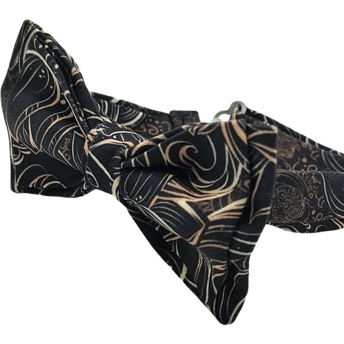 GIOVANNI PERA elegancka mucha muszka D624 elegancka, glamour, kwiaty, paisley, złota, czarna | Sklep GriShop.eu | Muszki