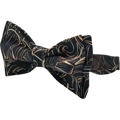 GIOVANNI PERA elegancka mucha muszka D624 elegancka, glamour, kwiaty, paisley, złota, czarna | Sklep GriShop.eu | Muszki