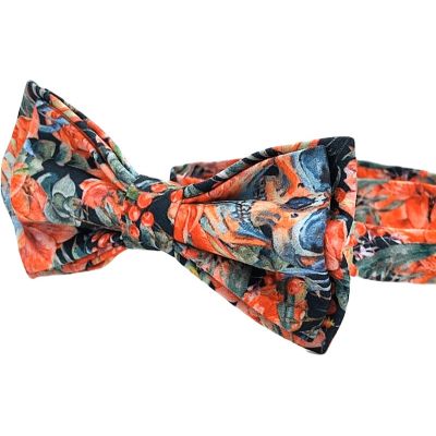 GIOVANNI PERA elegancka mucha muszka D626 kolorowa w kwiaty, czachy, liście, czerwona | Sklep GriShop.eu | Muszki