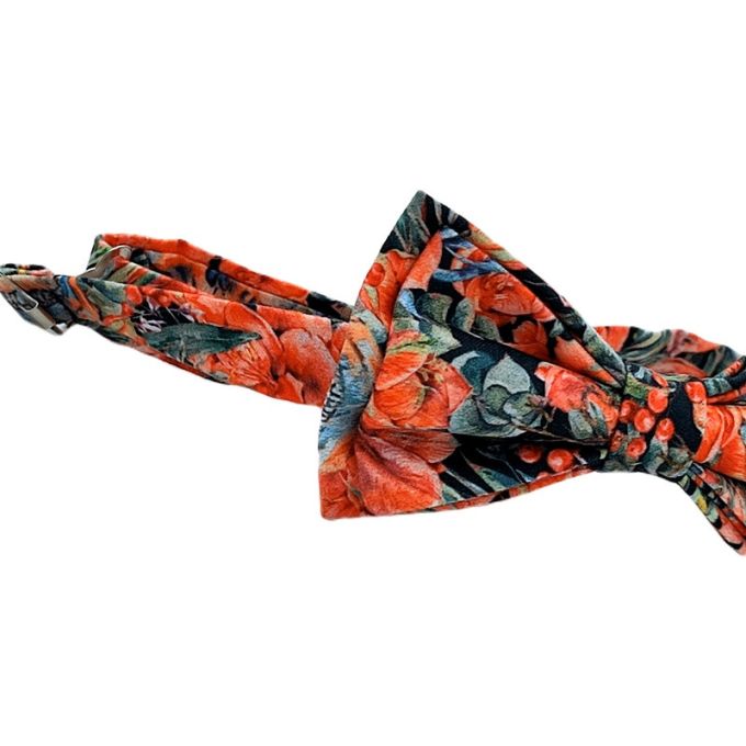 GIOVANNI PERA elegancka mucha muszka D626 kolorowa w kwiaty, czachy, liście, czerwona | Sklep GriShop.eu | Muszki