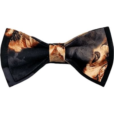 GIOVANNI PERA elegancka mucha muszka D627 czarna w złote kwiaty, elegancka | Sklep GriShop.eu | Muszki
