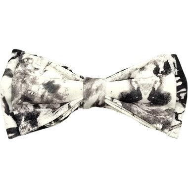 GIOVANNI PERA elegancka mucha muszka  D625 biała, czarny marmur, elegancka